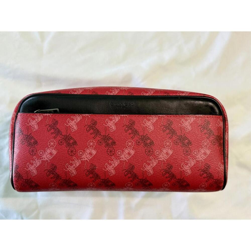 Coach Dopp Kit With Horse And Carriage Print Red F85038
